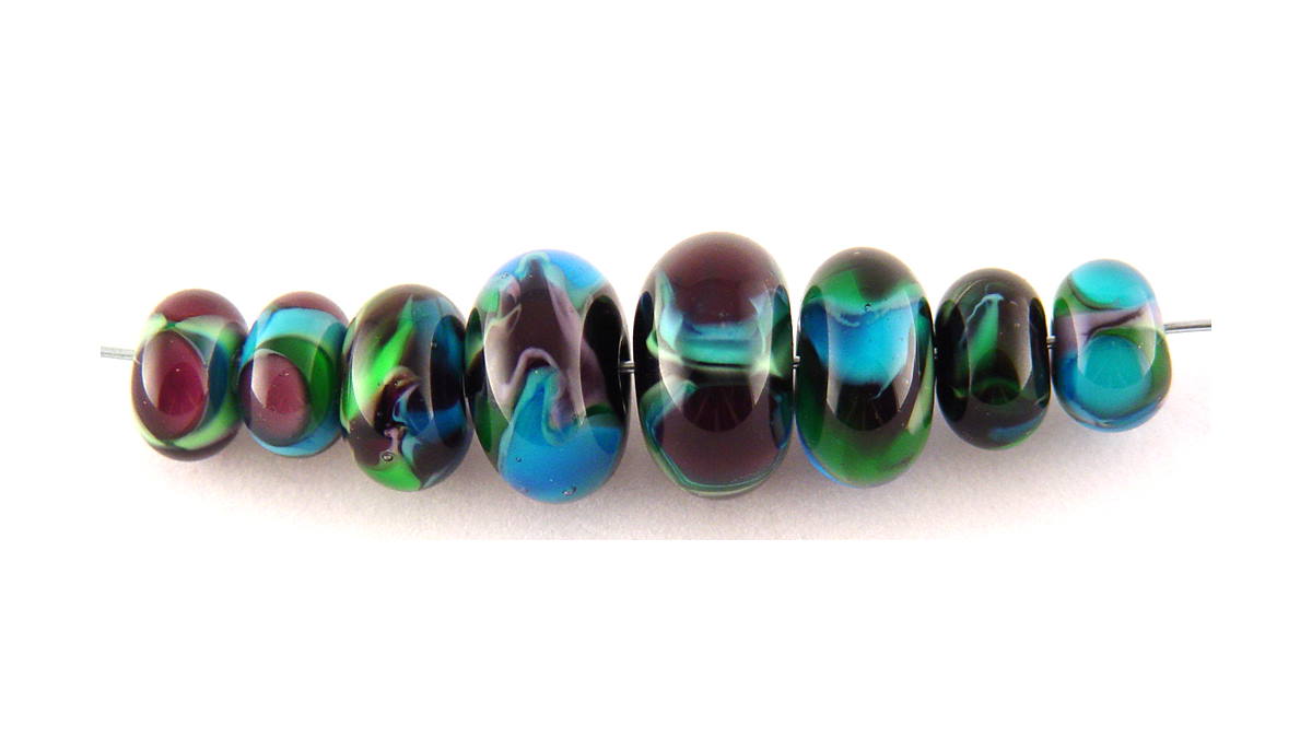 Peacock-color Glass Beads